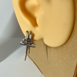 Blue topaz with zirconia stones. 925/Sterling Silver earrings